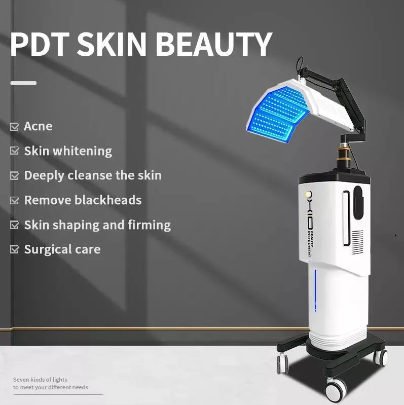 2022 NY PDT LED -ansiktsbehandling Skinföryngring 7 Färger Lätt terapi Mask Beauty Machine Acne rynka borttagning Drabbar vit skönhetsutrustning