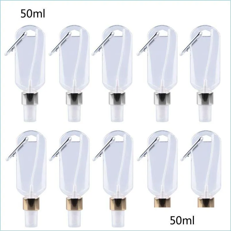 Packing Bottles 5Pcs 50Ml Reusable Portable Mini Alcohol Spray Bottle Hand Sanitizer Travel Small Holder Hook Keychain C Homeindustry Dhbfu