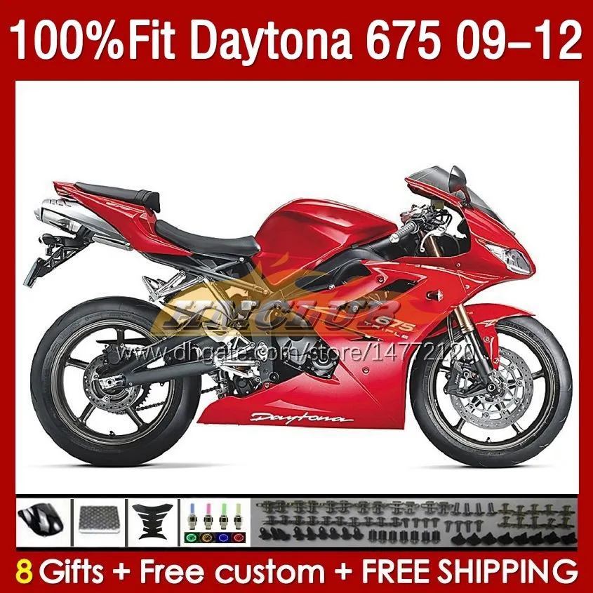 Kit carene OEM per Daytona 675 675R 09 10 11 12 Corpo 150No.44 Daytona675 2009 2010 2011 2012 Carrozzerie Daytona 675 R 2009-2012 Stampo ad iniezione Carena rosso lucido blk