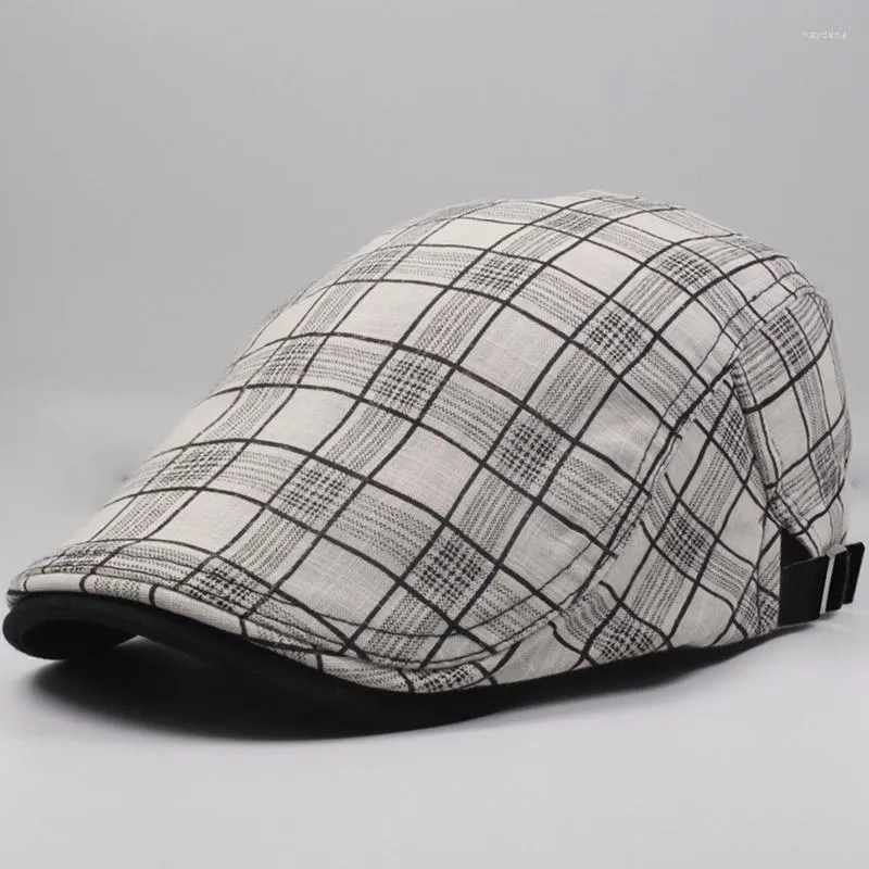 Boinas CNTANG MEN MEN VINTAGE PLAID CLOUD CAPS CAPS CASUAL MODA VISÃO CHAPS PLATA PARA MULHERES BERRET DE VERÃO ADIVADA AJUSTÁVEL