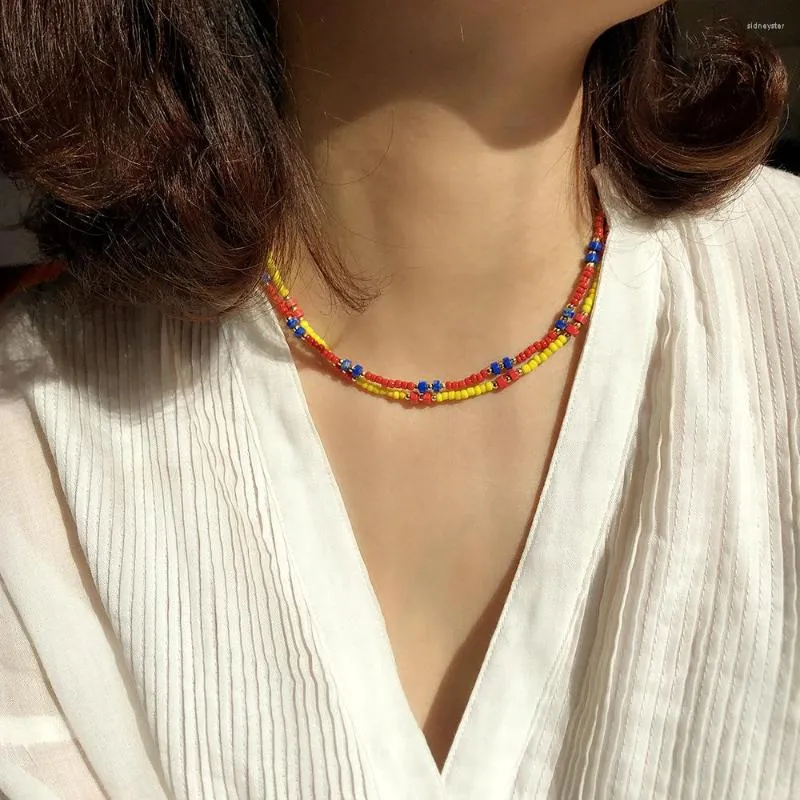 Collier ras du cou avec pierres semi-précieuses et perles en résine pour femmes, chaîne de clavicule, court, bijoux à la mode, 2022