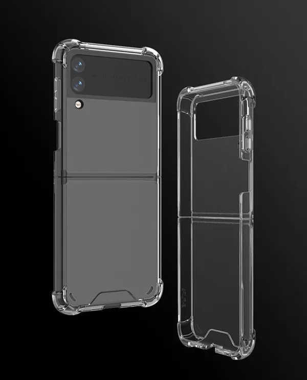TPU Acrylic 2 in 1 휴대 전화 케이스 Samsung Z Flip 4 투명 뒷 덮개 케이스 접이식