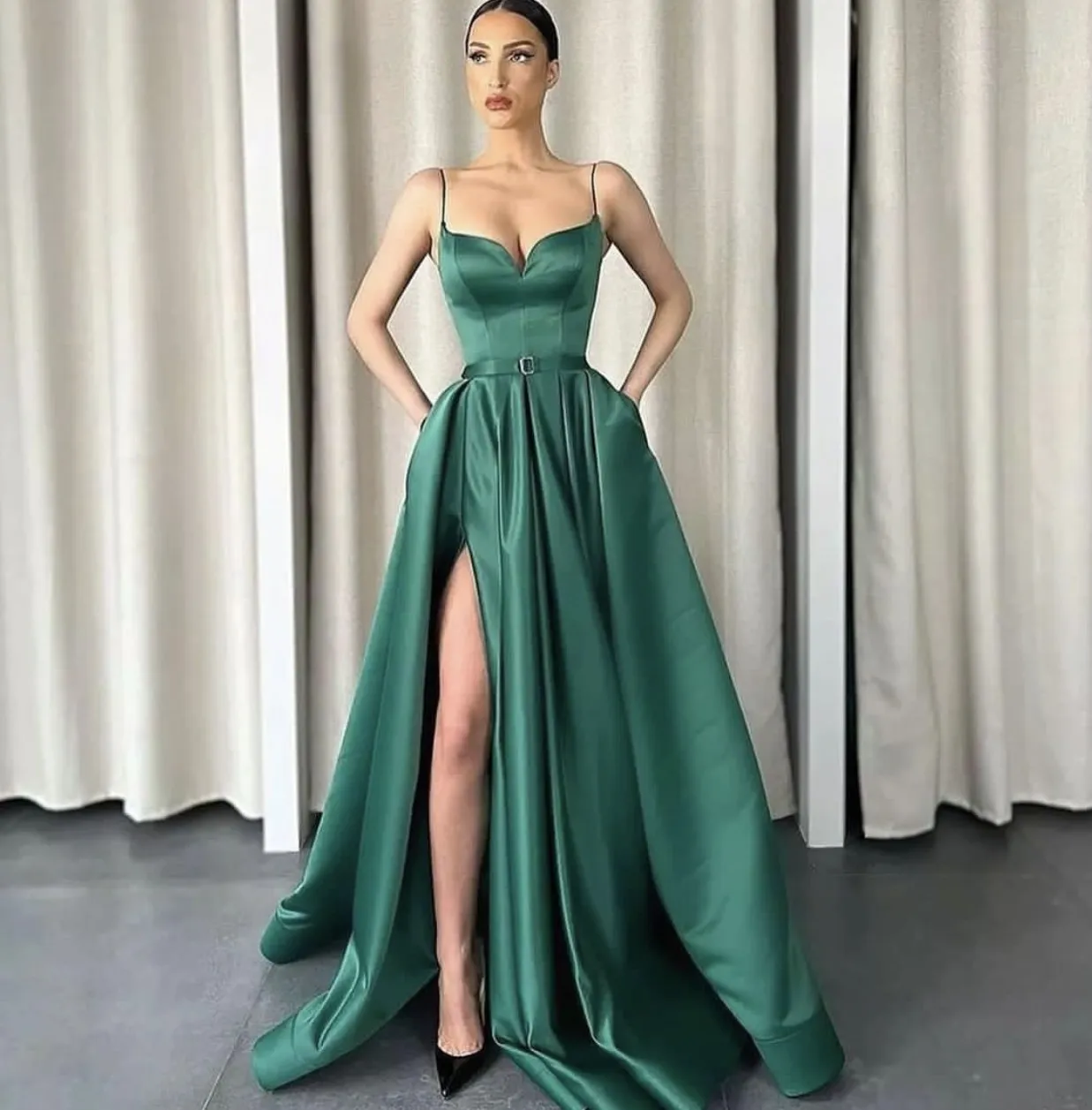 Vestidos de dama de honra verdes Vestidos de convidados de festa de casamento