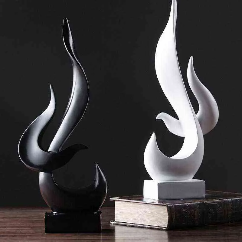 Dekorativa föremål Figurer Jieme Flame Sculpture Ornaments Home Living Room Ornament Crafts Möbler Porch Office Soft Harts T220902