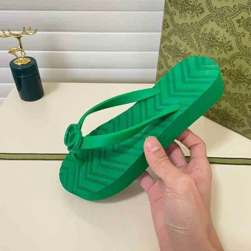 2022 Primavera Nuovo designer Flip Flops Shoe Beach Casual Slifors Fashion G 6 Colori Spesso 3 cm con scatola originale