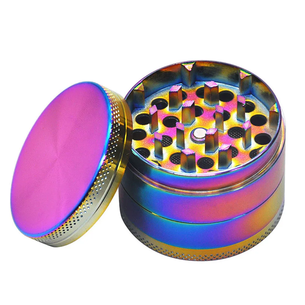 Rainbow Zinc Alloy Herb Grinder 50mm Metal Tobacco Grinders Wholesale