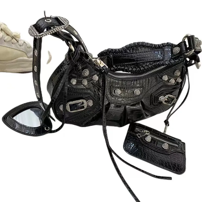 Bolso De Hombro De Motocicleta De Cuero Para Mujeres, Bolso De