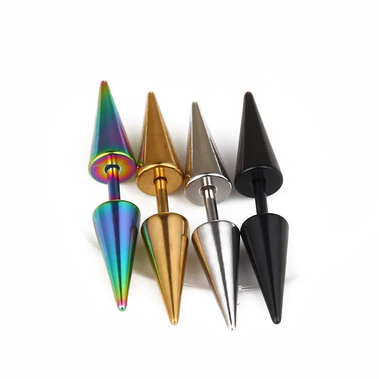 Stud Allergy Steel Spike Stud Earrings Gold Black Rainbow Nail Ear Rings Puncture Piercing Body Jewelry for Women Men Will and