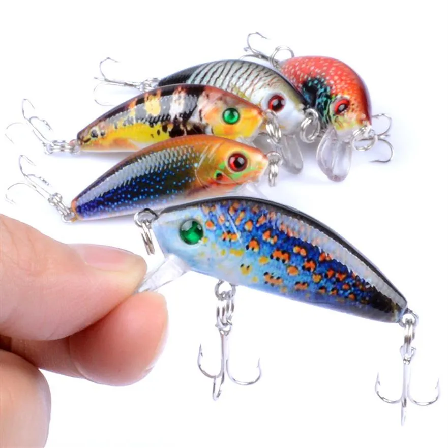 Minnow Fishing Lure Hard Mini Crank Crank Bait 3 8G 5CM 3D Eye Crankbait Plastic Wobbler с 10# Hooks2676