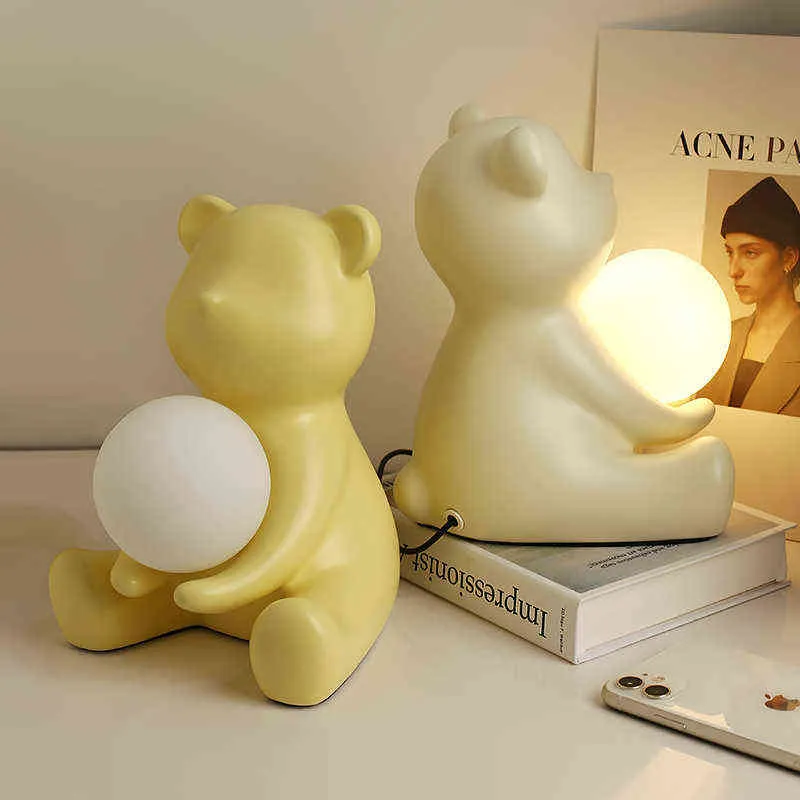 Decorative Objects Figurines Creative Ins Style Ceramic Bear Home Accessories Bedside Table Decoration Desk Lamp Room Bedroom Decoration T220902