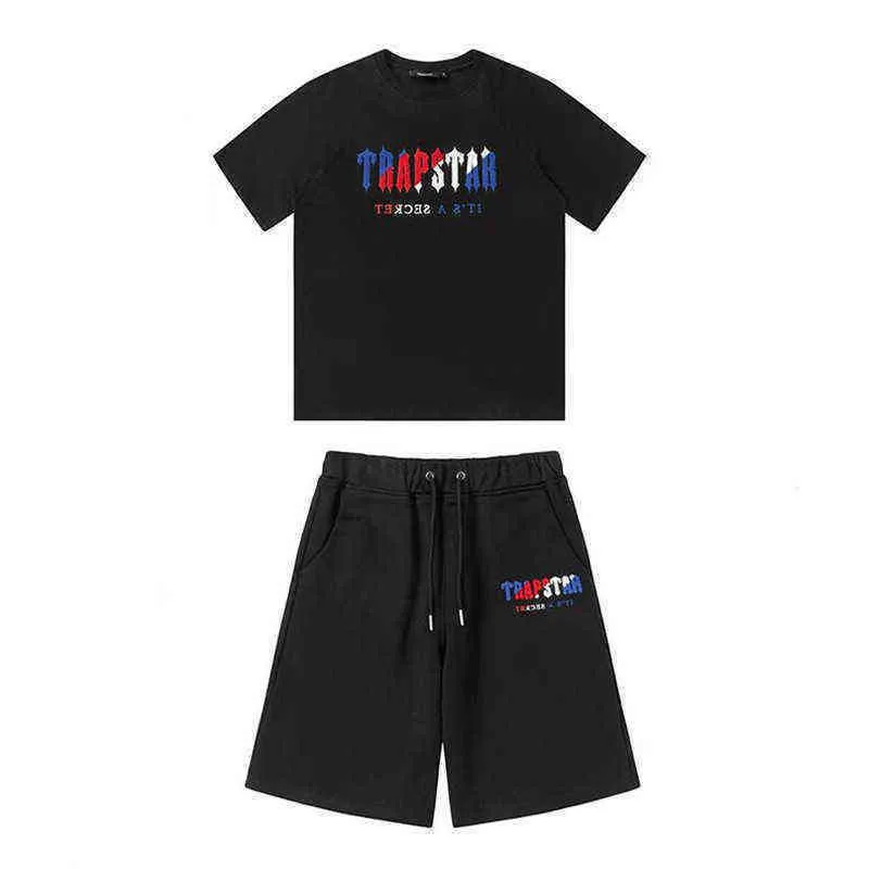 Trapstar Męskie koszulki Trackaty europejskie i amerykańskie odzież sportowa wysokiej jakości pary Trapstars Tshirt and Shorts Factory Direct Sal C5