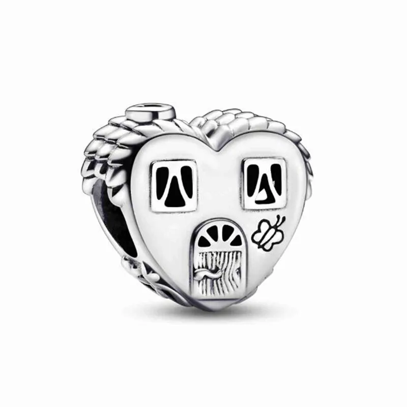 Heart House Happy Place 925 Sterling Silver Charm Pandora Moments Family for Christmas Day Fit clearance Pärlor Armband smycken 792249C00 Andy Jewel