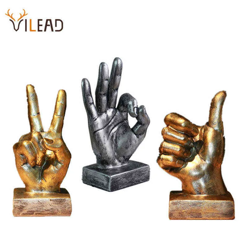 Dekorative Objekte Figuren Vilead Harz Geste Finger Figuren Amerikanische Retro -Ornamente Home Café Shop Model Room Weichdekoration Möbel T220902