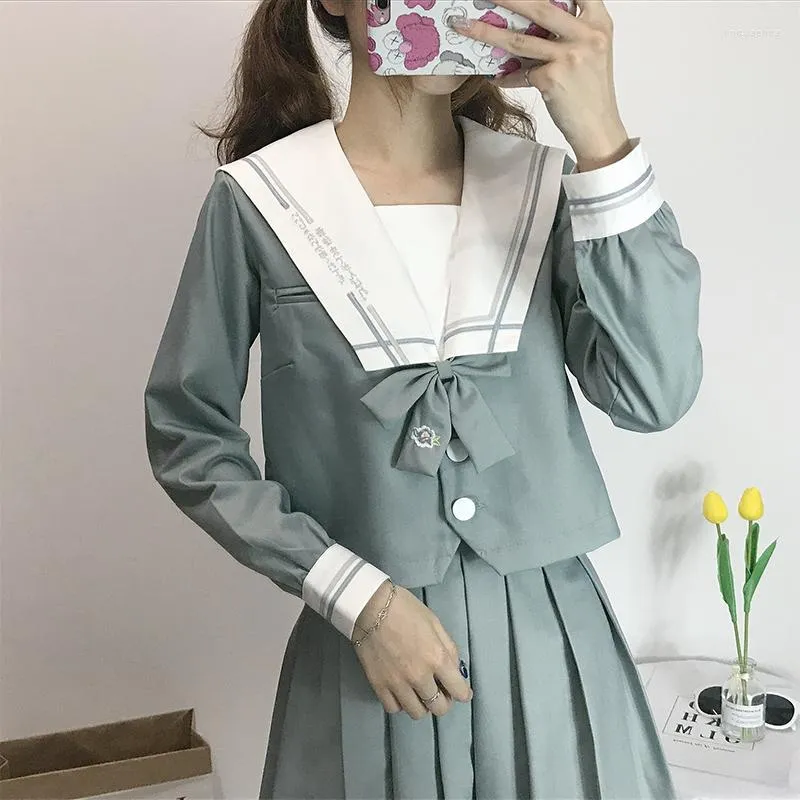 Ensembles de vêtements JK Uniforme École japonaise Anime Sailor Costume Top Cravate Jupe Marine Style Étudiant Vêtements Fille À Manches Longues