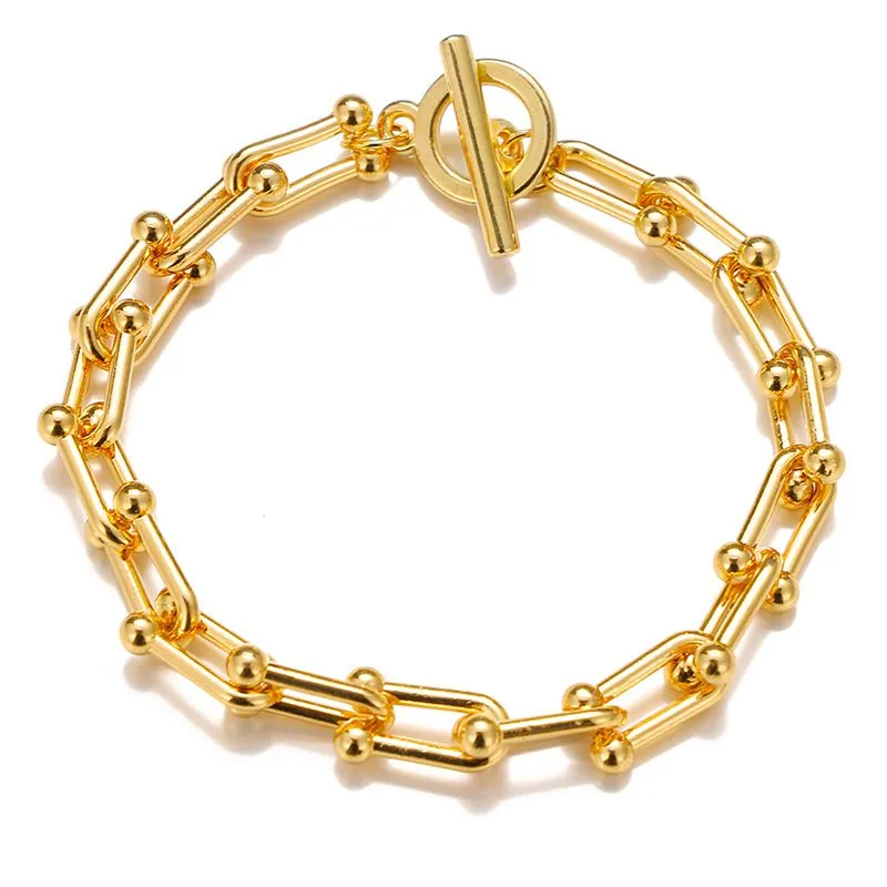 Fashion hip hop Link Bracelets Gold Color For Women Lucky Jewelry Gifts