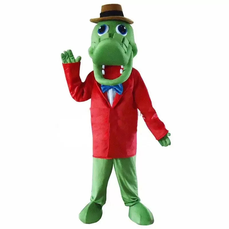 2022 Green Aligator Crocodile Mascot Costume Fancy Dress Zestaw rekwizytów Halloween