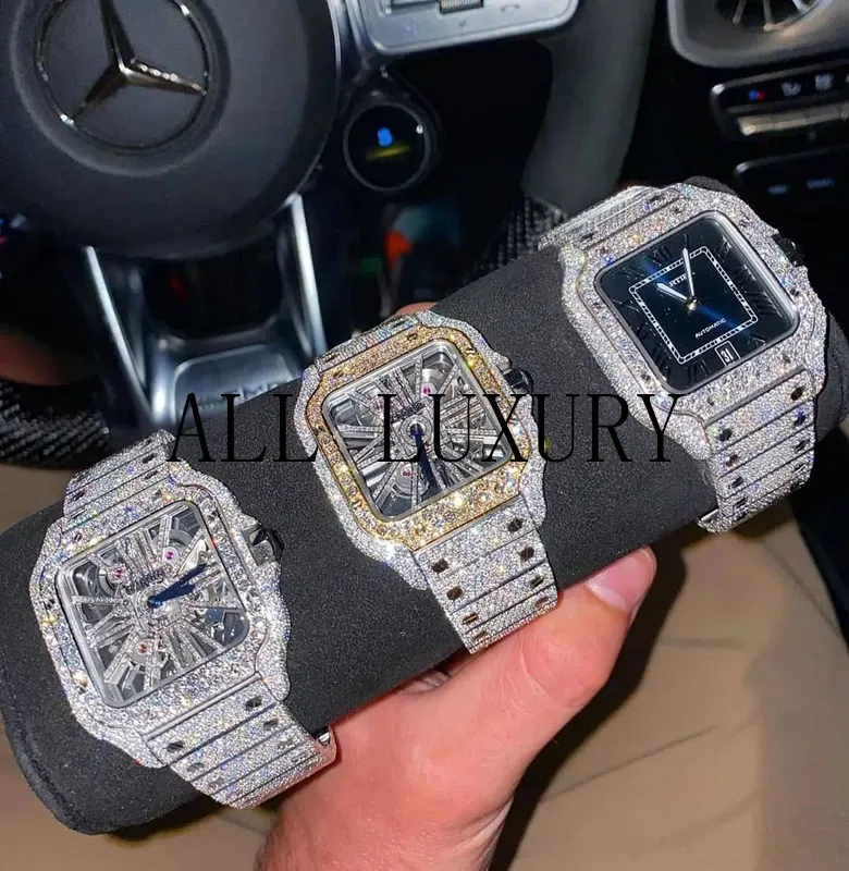 luxe horloges herenhorloge designer horloges hoge kwaliteit beweging horloges mannen moissanite horloge iced out horloge diamanten horloge montre automatisch mechanisch horloge 070
