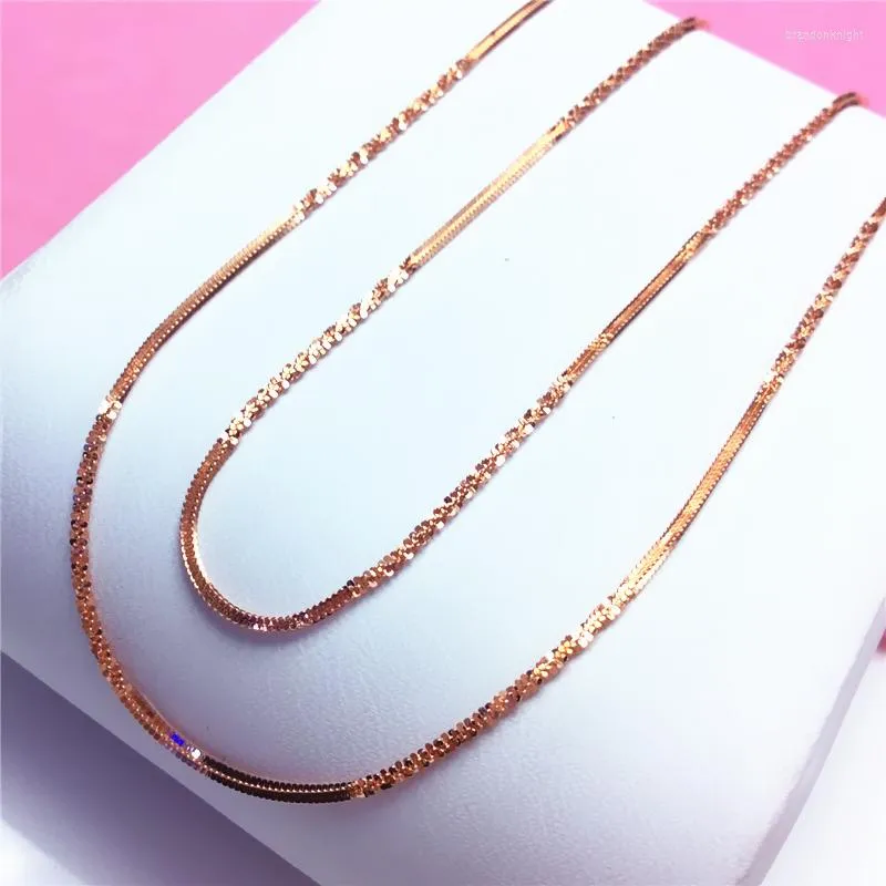 Chains 585 Purple Gold Fashion Shiny Corrugated Chain Necklace 14K Rose Men's And Women's Unisex Fine Jewelry Accessories