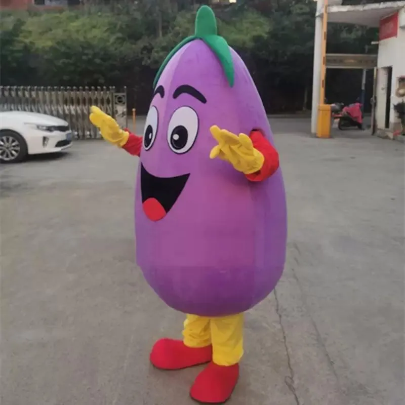 Nouveau style Costume de mascotte d'aubergine Halloween Noël Personnage de dessin animé Tenues Costume Dépliants publicitaires Vêtements Carnaval Unisexe Adultes Tenue