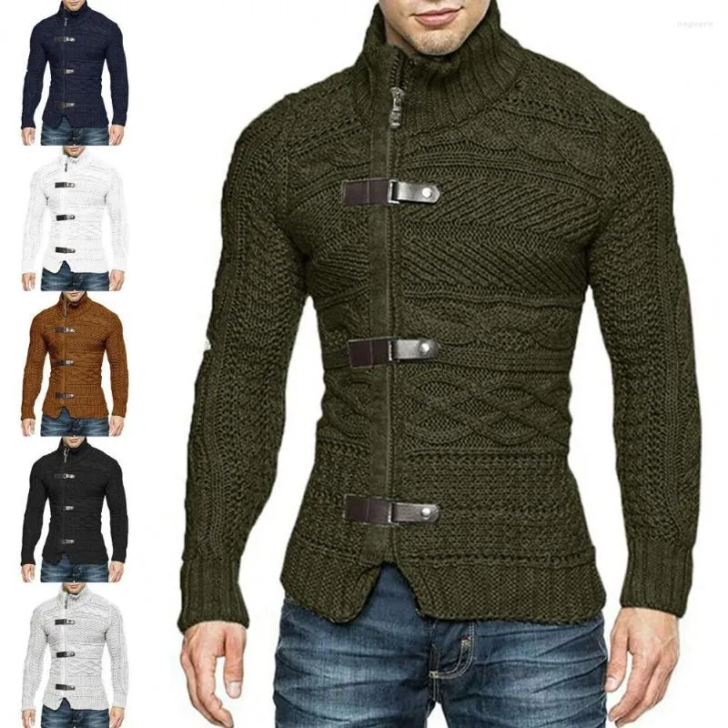 Chandails pour hommes doux et durable, pull tricoté en machine, manteau de couleur unie, manches longues pour père