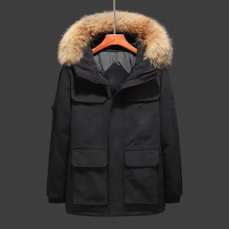 Herrjacka puffer fisk vinter down jacka designer parka kappa mode casual huva utomhus trenchrock par tjock termisk jacka anpassad