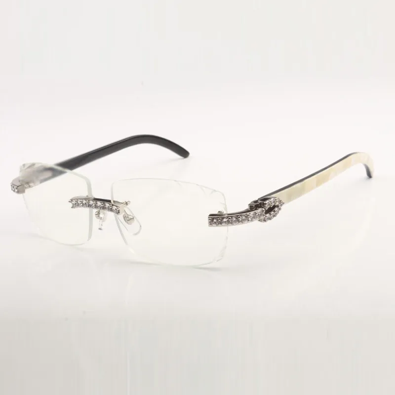 XL Diamond Buffs Gafas de sol marcos 3524015 con patas naturales de cuerno de búfalo y lente de corte transparente de 57 mm
