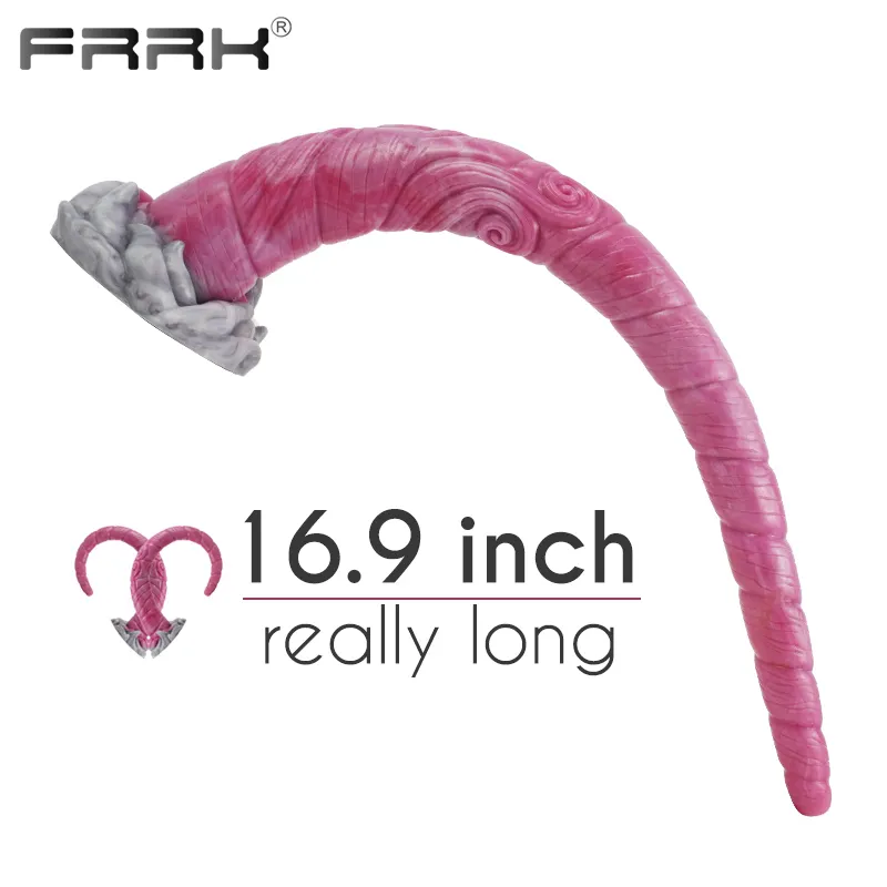 Itens de beleza Frrk 16.9in Longo Anal Sexy Toys com Copo de Tertção para Estimulação de ânus Dildo Gory Raw Carne Butt Plug Shop Sexual Produto íntimo