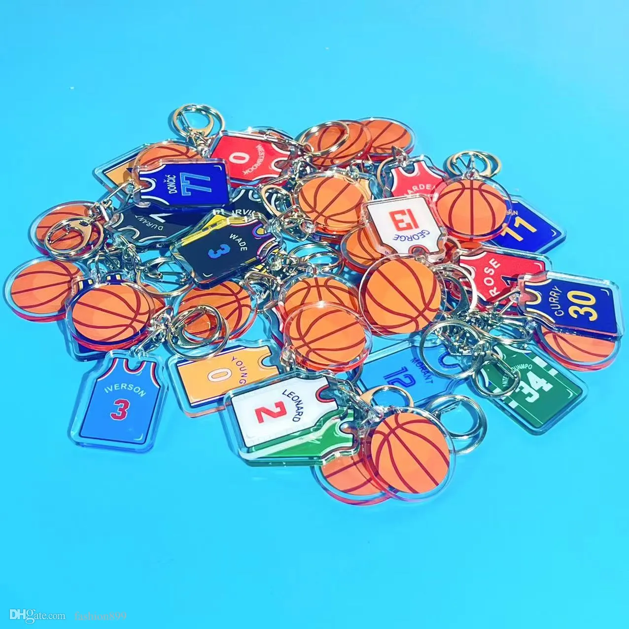 New Printed On Jersey Shape Keychain Charms Sports Key Ring for men's and women's children Basketball Fan Trinket Souvenir Accessories Gift