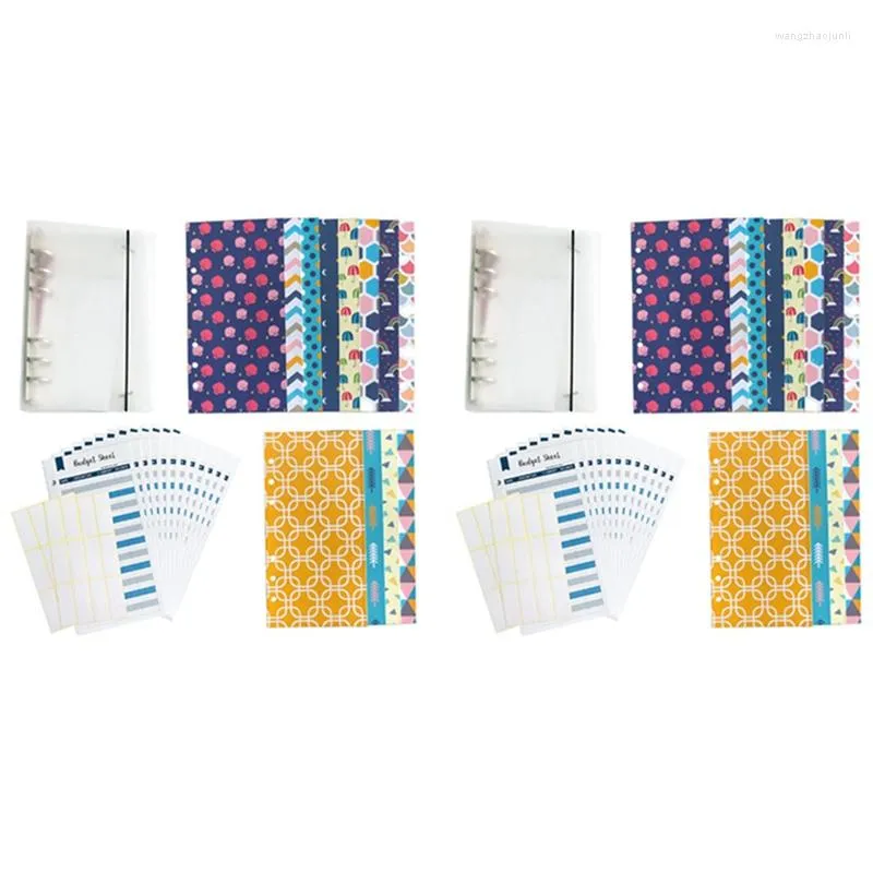 Emballage cadeau 2X Ensemble d'enveloppes budgétaires Creative 6-Hole Loose-Leaf Magnetic Opening Cash With Sheet And Labels