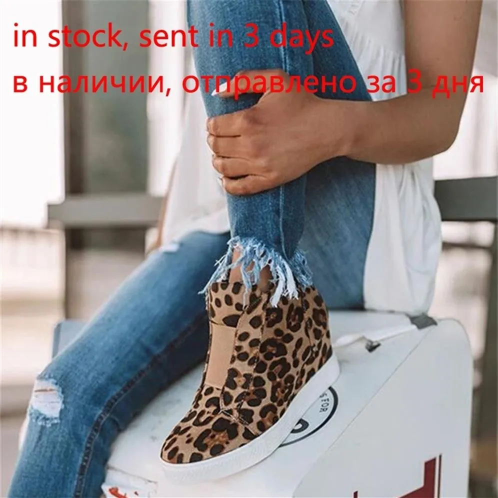 여자 웨지 스니커 vulcanize 신발 패션 zip 표범 Zapatos de Mujer Girl 201217308H의 새로운 패션 증가