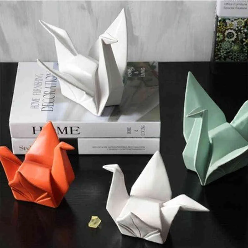 Estatuetas decorativas novidades modernas mil guindastes de papel abstrato em cerâmica escultura de animais escritório de estar decoração de desktop decoração estatueta