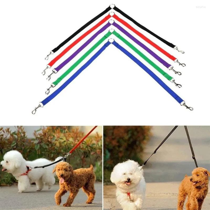 Dog Collars Colorful Nylon Couple Double Pet Collar Lead Leash Training Walking Harness Strap Belt Supplies