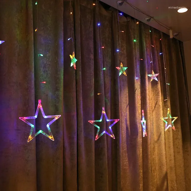 Strings Christmas String AC 220V Romantische Fairy Star LED Gordijnverlichting voor vakantie Wedding Garland Party Decoratie