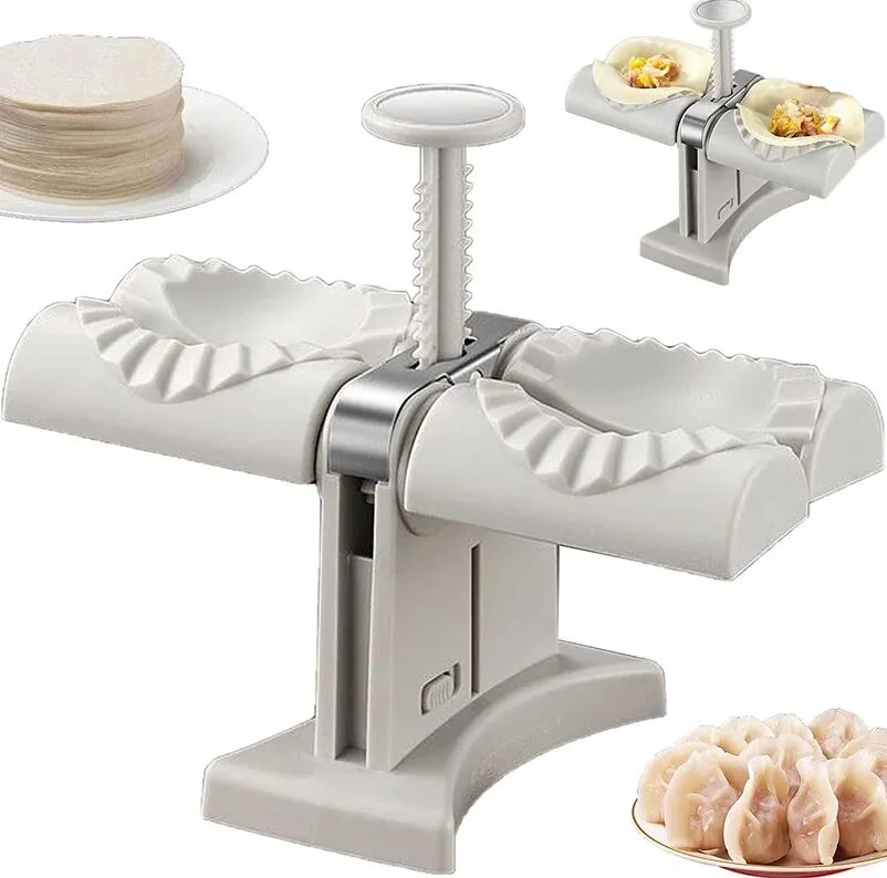 Gevogelte gereedschappen volledig automatische knoedelmachine dubbele koppers dumplings schimmel diy empanadas ravioli mal keuken gadget accessoires