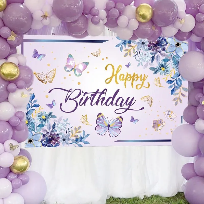Décorations d'anniversaire en forme de papillon pour fille, décorations d' anniversaire violet pour 5 ans – Ballon en aluminium papillon, bannière «  Happy Birthday », ballon en aluminium chiffre 5, : : Cuisine et  Maison