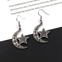 Clip-on & Screw Back Fashion Women Lady Moon And Star Bohemian Style Stud Earrings Jewelry Gifts