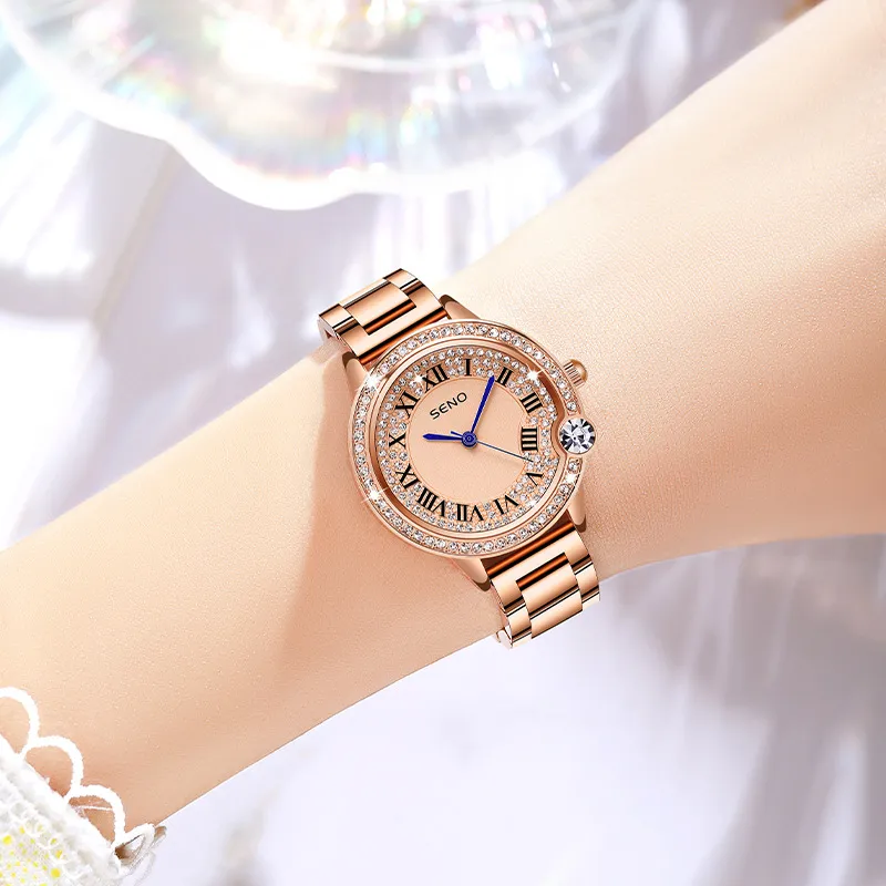 Mode kvinnor eleganta armbandsur designer kvarts diamant ballong klockor rostfritt st￥l vattent￤tt armbandsur relojes de lujo f￶r kvinnlig h￶gkvalitativ