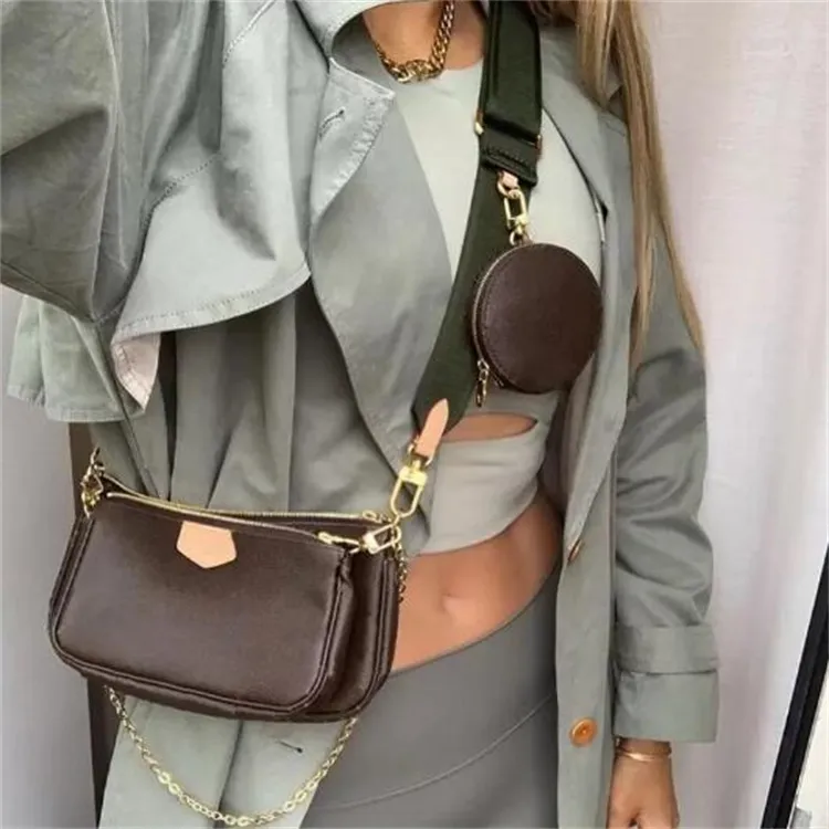 Högkvalitativ plånbok man kvinnor lyxiga designers 3 bit kvällspåsar handväskor hobo purses lady handväska crossbody axel kanal totes mode blommor väska