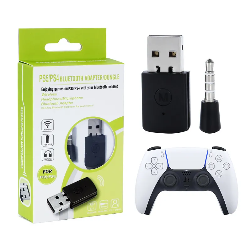 Adaptadores Ps5 Bluetooth 4.0 Receptor de adaptador USB inalámbrico para controlador P5 Gamepad Auriculares Bluetooth Compatible con PS4 con micrófono