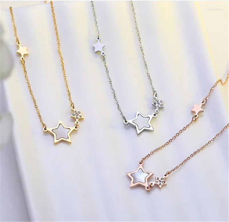 Pendentif Colliers Somsoar Bijoux Shell Star Collier de chaîne de clavicule en acier inoxydable comme cadeau de la Saint-Valentin 10pcs / lot