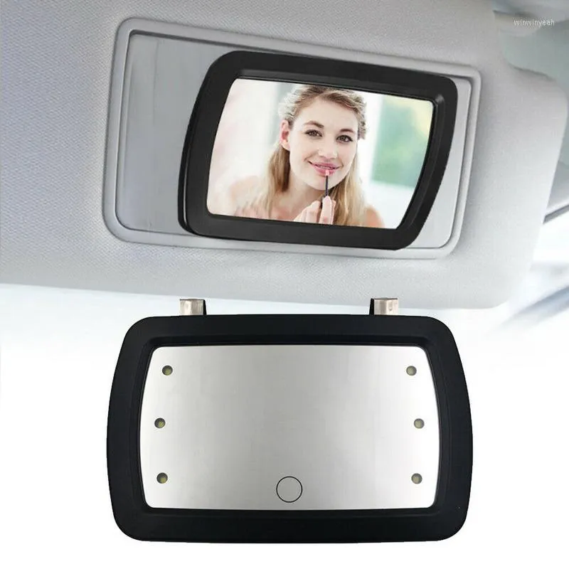 Interior Accessories LED Lighted Clip On Sun Visor Vanity Mirror Car Automobile Black Light Cover Touch Switch Makeup Universal Parts