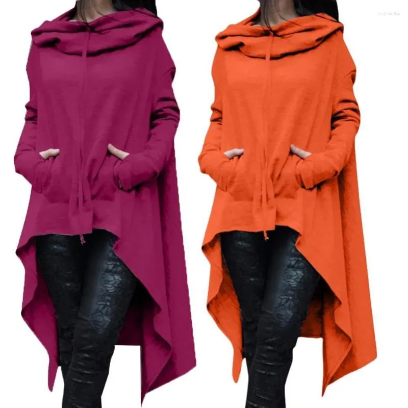 Women's Hoodies For Women Long Irregular Sweatshirts Solid Color Sleeve Asymmetrical Hem Fishtail Hooded Hoodie Sweatshirt