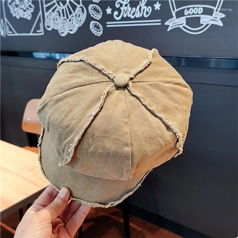 Berets Trend Exquisite Retro Literary Octagonal Hat Fashion Washed And Wild Frayed Cool Beret High Quality Men's Women's Cap