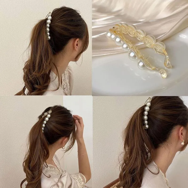 Hair Clips Pearls Hairpins Jewelry Banana Headwear Women Hairgrips Girl Barrettes Pins Accessorie Wholesale