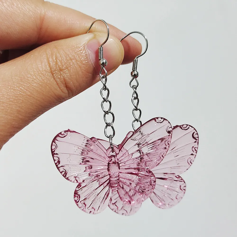 20PAIR Transparent żywiczny Butterfly Charms Big oświadczenie Kolczyki dla kobiet dziewczyn