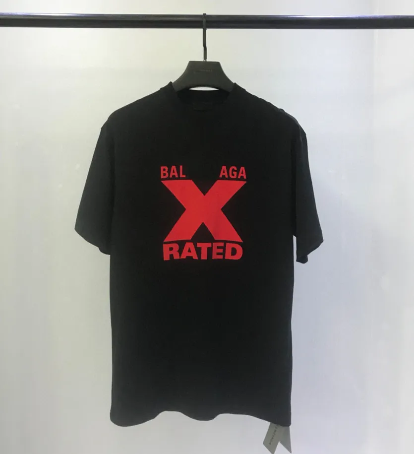 Дизайнерская футболка Balanciagas x буквация печатает бренд мужчина женские футболки передние буквы Женская футболка размером 4xl 5xl Случайная футболка с большой половиной рукава Black 22AA