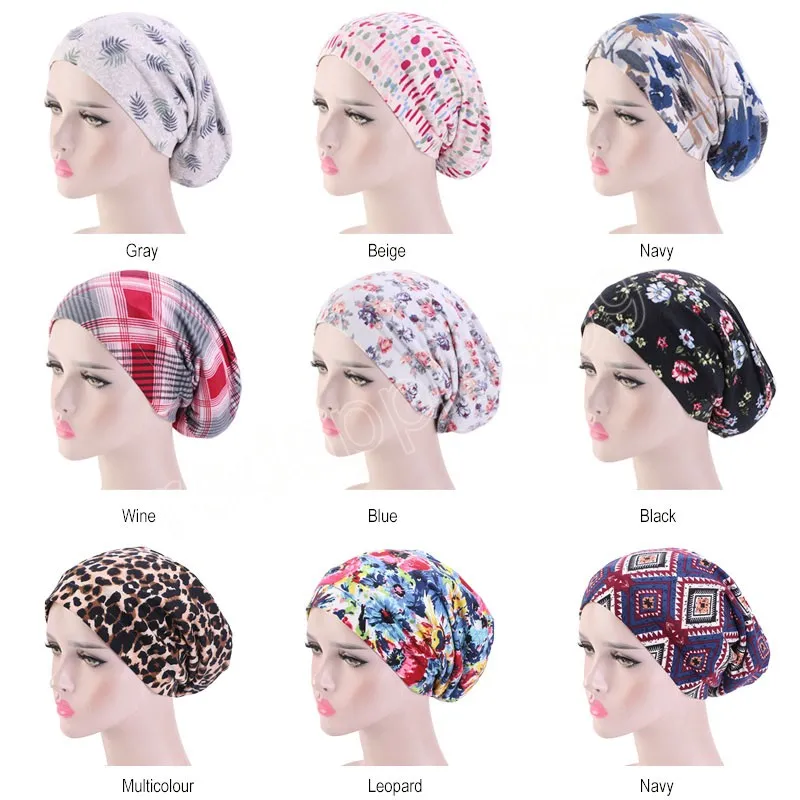 Femmes coton Baggy Slouchy Beanie chapeau perte de cheveux foulard Cancer chimio casquettes Hijab casquette chapeaux décontracté Floral chapeau