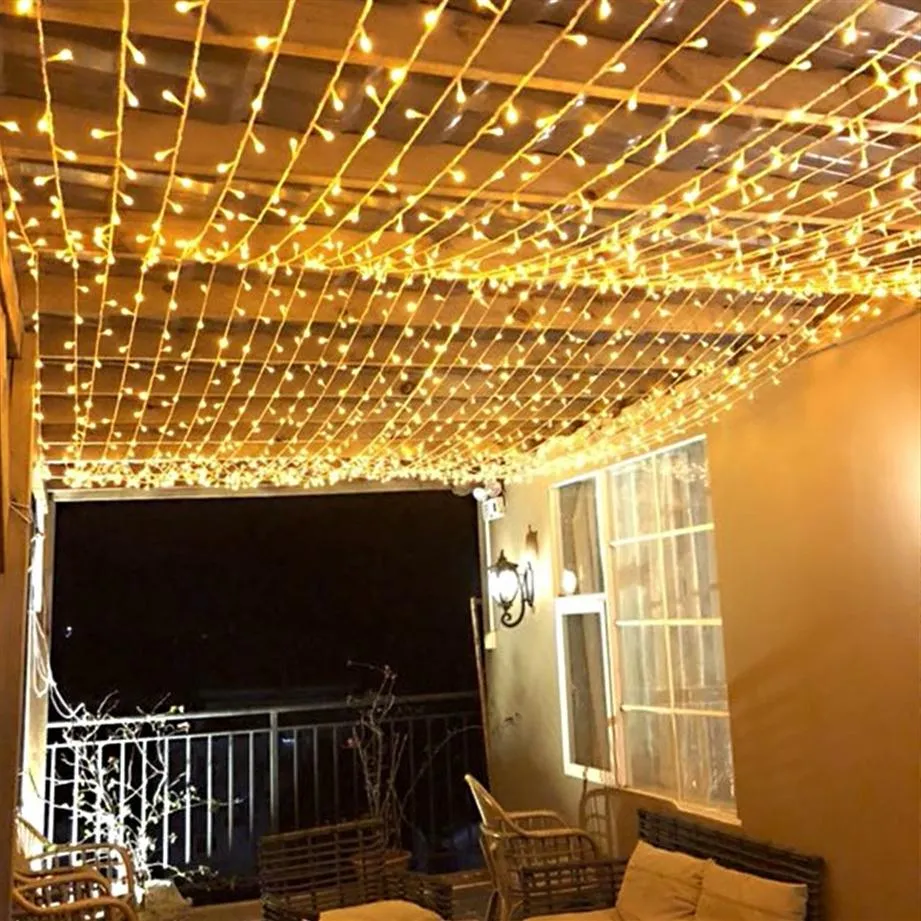 100m 800 LED عيد الميلاد الخيالية الخيطية الضوء إكليل 8 أوضاع في الهواء الطلق حديقة الفناء حفل زفاف عطلة ضوء AC220V المملكة المتحدة الاتحاد الأوروبي بصيدة 312Z