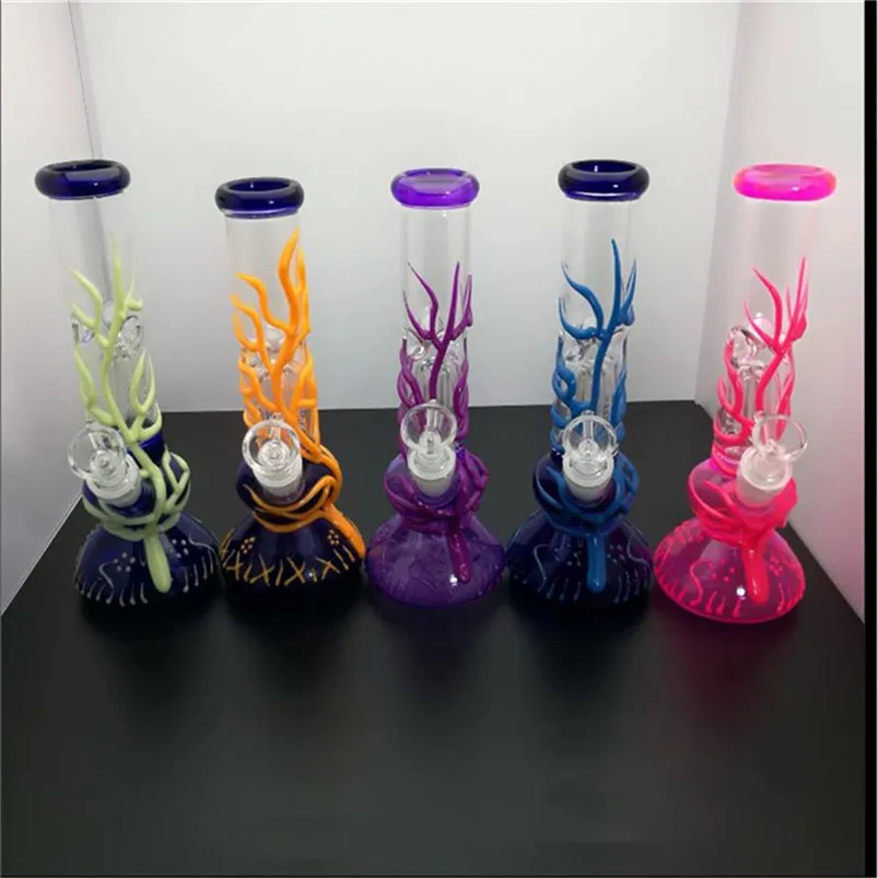 Los tubos de cristal de la cachimba que fuman la hornilla de aceite el vidrio grueso coloreado luminoso bongs la cachimba