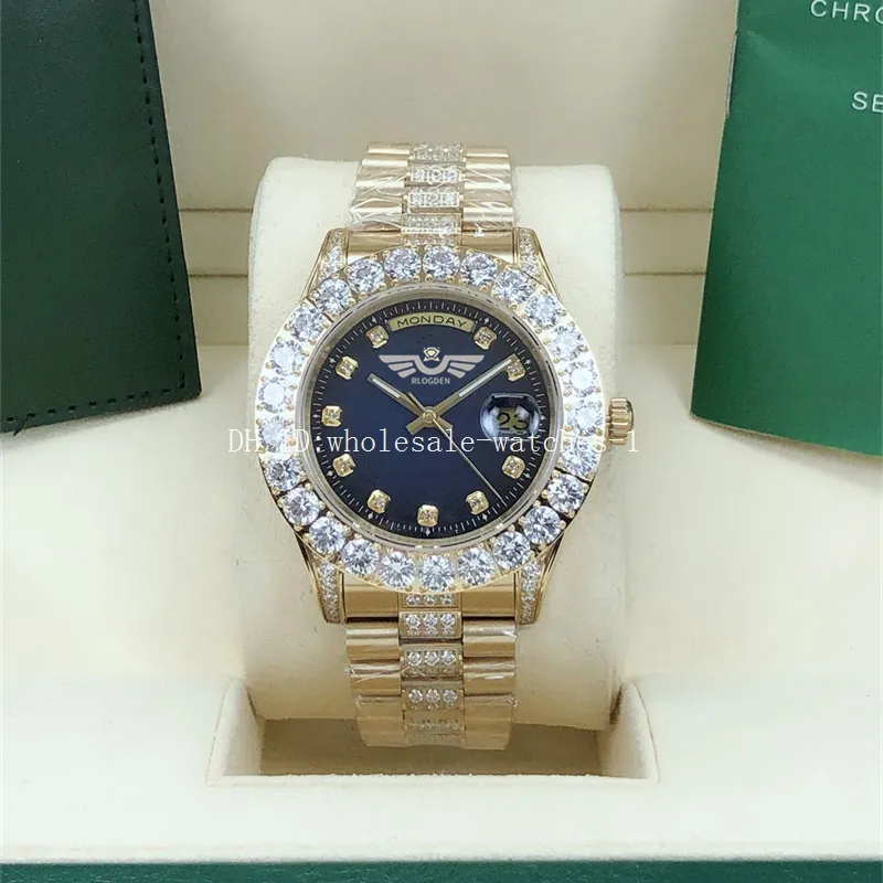 9 стиль двухтонные алмазные часы Президент 43 мм 118239 118388 Blue Dail 18K Автоматическое движение Механические мужские часы мужские наручные часы.